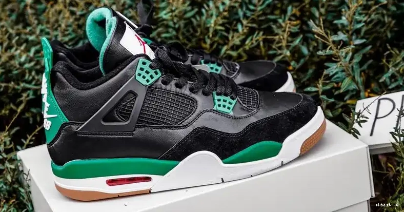 RETAIL GOD TO PK Black Jordan 4 Green SHIP SB MATERIALS READY Retro 0511